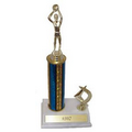 Single Holographic Column One Trim Trophy - White Plastic Base - 9-1/2"